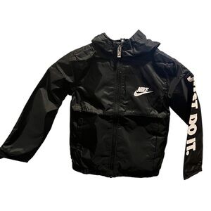 Nike Repel Black Jacket with White Swoosh and Sleeve Text NWT